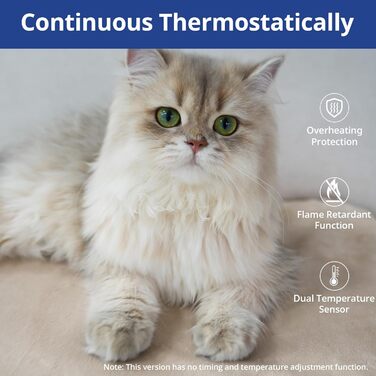 Кішечковий та собачий килимок NICREW з підігрівом 40x45 см, стабільна температура, антигризунковий кабель, хакі, 30 Вт