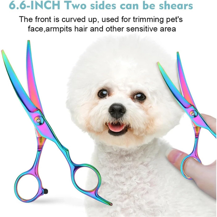 Професійний набір ножиць для собак 6 в 1: 6,6' - набір для стрижки шерсті собак, котів та інших тварин (чорний)