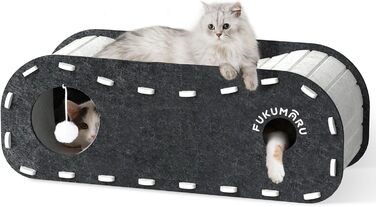 Кігтеточка-будиночок для котів FUKUMARU, чорна філцова кімната-лежанка для сну та ігор, 2-ярусна