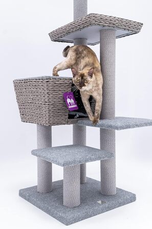 Дряпка для котів Petrebels Caribbean Love 141 см, сіра, натуральний матеріал
