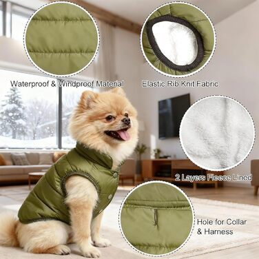 Теплий зимовий пуховик для собак великих порід, водонепроникний, м'який, для холодної погоди, зелений, XXL