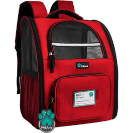 Рюкзак для котів та собак PetAmi - червоний, 41x26x32 см, вентильований, для подорожей, безпечний