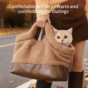 Водонепроникна переноска для кота на зиму | З безпечним кріпленням на плече | Для маленьких та середніх порід | Колір: коричневий