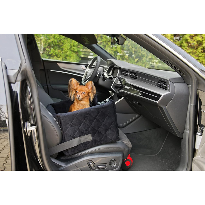 Автокрісло для собак та котів | Чорний велюр, розмір L (57x50 см)