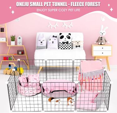 Туннель для морських свинок ONEJU, 2-сторонній, для гри, миючий, з блискавкою, рожевий та сірий