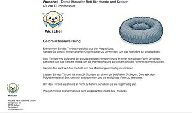 М'яке ліжко для собак та котів Donut, кругле, світло-сіре, Ø 40 см, з плюшу, миється, не слизьке