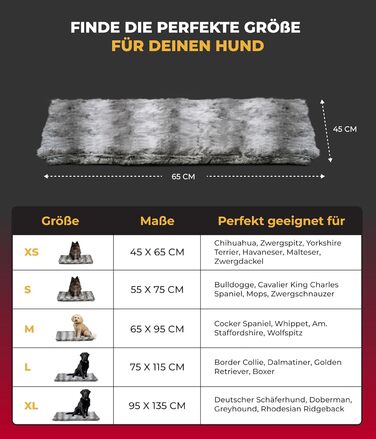 Килимок для собак HS-Hundebett® Shadow, 45x65 см, з антиковзним покриттям, м'який, зручний, для дому, зроблено в Німеччині