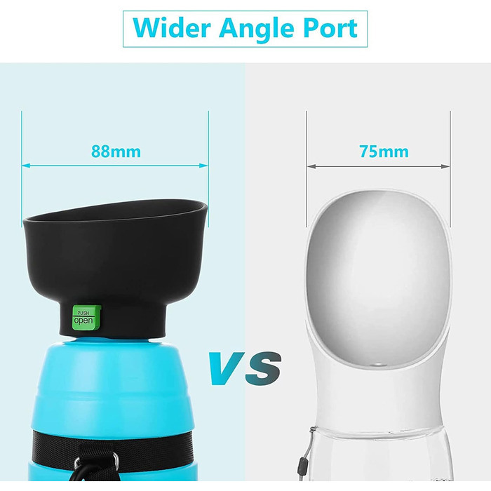 Портативна пляшка для води для собак, 2-в-1, складана, 500/650 мл, виточна, годівниця для води та їжі для собак, для прогулянок на вулиці