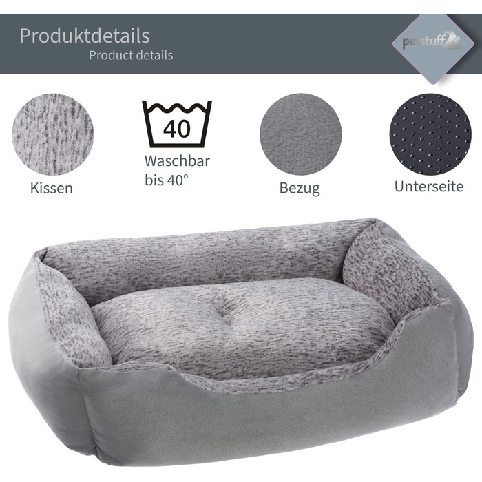 Крісло-ліжко для собак з знімним та пральним подушками, сірий колір, розмір M