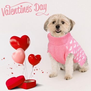 Вовняний пуловер для собак на День святого Валентина, рожеве сердечко, розмір L