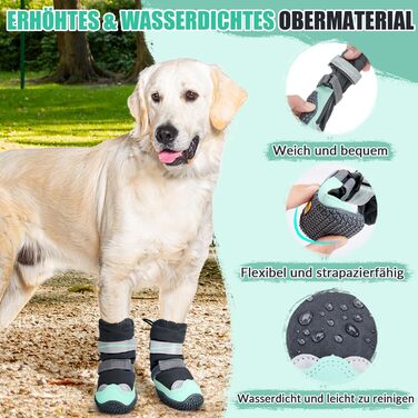 Чоботи для собак, захист подушечок лап, зимові, водонепроникні, розмір 6 (зелені)