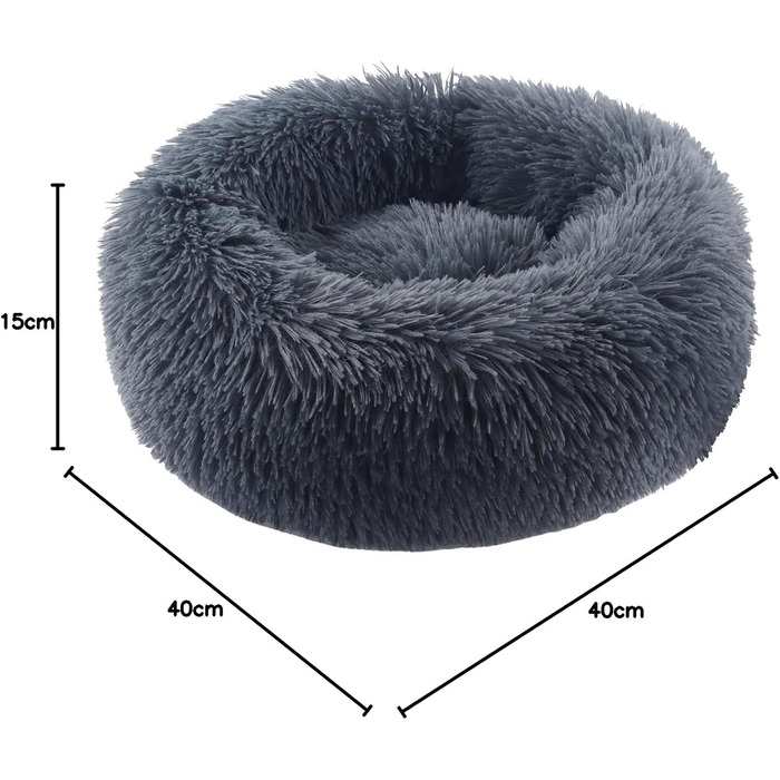 Кругле ліжко для собак та котів BVAGSS, плюшеве, донат, 40 см, сірий (XH034)
