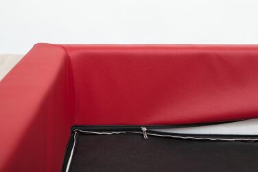 Ліжко для собак - Корзина для собак маленьких, середніх та великих порід - М'яке ліжко для собак з штучної шкіри - Знімний та пральний чохол - Deluxe - Розмір M - Червоний M - 93 x 62 см Червоний