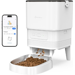Автоматичний годівник для котів з Wi-Fi, 4L, керування через додаток, 10s запис голосу, для котів та собак (білий)