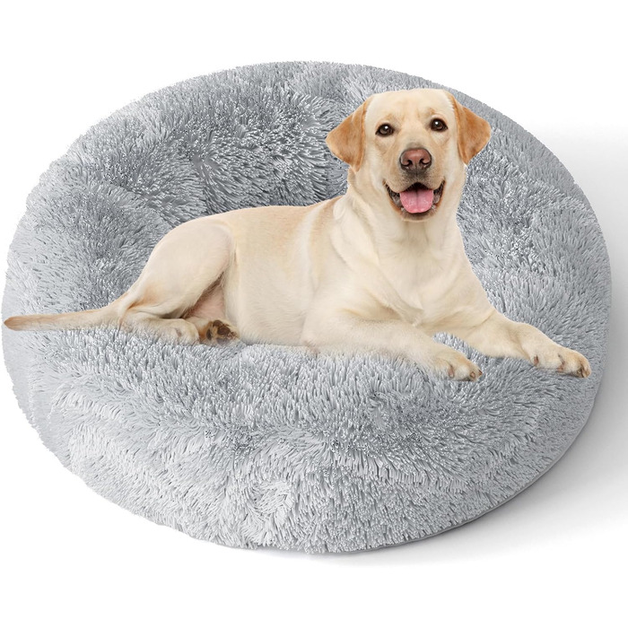 XKISS Лежанка для собак, плюшева, знімний, washable cover, 80см, лежанка для собак великих, середніх та маленьких порід, лежанка для собак, собаче ліжко. Розмір: 100x100x20 см, світло-сіра