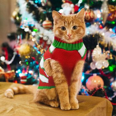 Пуловер для собак на Різдво: Костюм Святого Миколая для собак, малого, середнього та великого розміру. Червоний пуловер з повідком та отвором для хвоста. Ідеальний одяг для домашніх тварин. Розмір L.