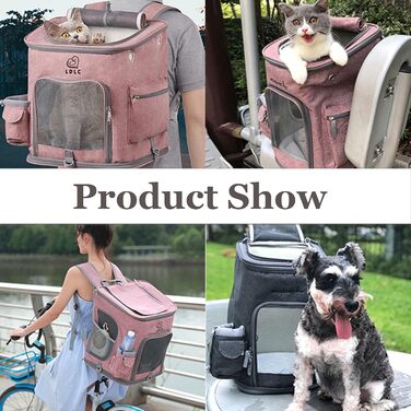 Рюкзак-переноска для собак та котів з сіткою, рожевий, 28x27x43 см