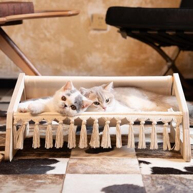 Кішка ліжко CheerPals, софа для котів з берези та бавовни, 53 x 48 см, стілець для сну, меблі для котів, підходить для літа