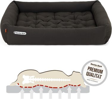 Ортопедичне ліжко для собак Doctor Bark - миється до 95°C, гігієнічне, без запаху, великі породи, з м'яким коржем (XXL 110x100 см, коричневе)