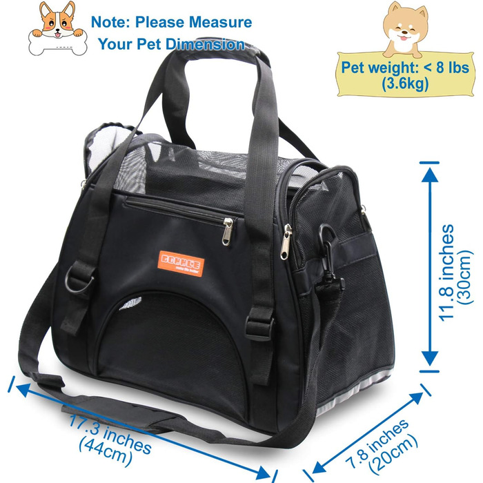 Транспортувальна сумка для тварин: котів, собак, кроликів, хом'яків. Чорна, розмір M (47x27x28 см) та L (44x30x20 см). Підходить для перельотів, вага до 5 кг. З плечовим ременем.