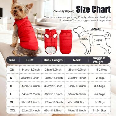 Теплий зимовий одяг для собак: водонепроникна куртка з флісу для великих собак. Зелений колір, розмір S, червоний.