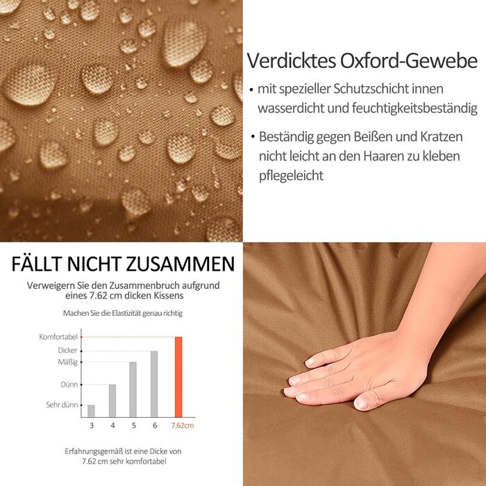 Ортопедичне собаче ліжко з еко-фоамілу (Eory Foa) – 2-шарова конструкція, знімний чохол, коричневий колір, розмір XL