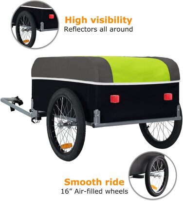 Фahrrad Lastenanhänger Tiggo Cargo II: вантажний велосипедний причіп, 130 літрів, зелений, складна конструкція