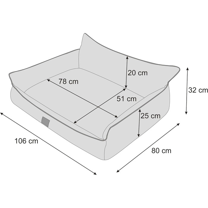 Ліжко для собак DOGGY, XXL, 106 x 80 см, бежеве, екологічне полотно