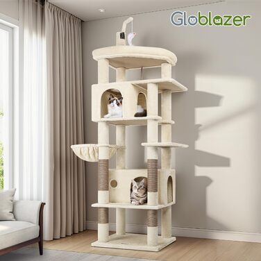 Комплекс для котів Globlazer Kratzbaum Beige 188 см з 2 будиночками, платформами та іграшками