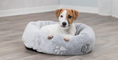 Крісло-лежанка для собак TRIXIE Nando, 60x50 см, сірий - м'яке ліжко для собак середніх порід, з антиковзким покриттям, 37845