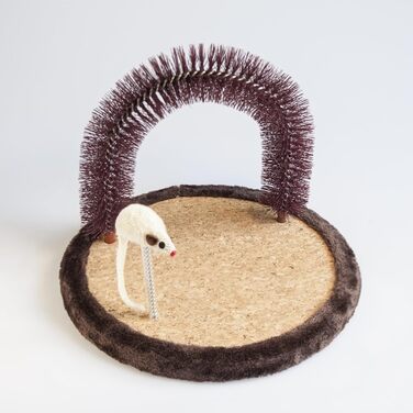 Котячий краш-пост Happi N Pets з масажером, щіткою та іграшкою-мишкою. Ідеально для догляду та розваг котів.