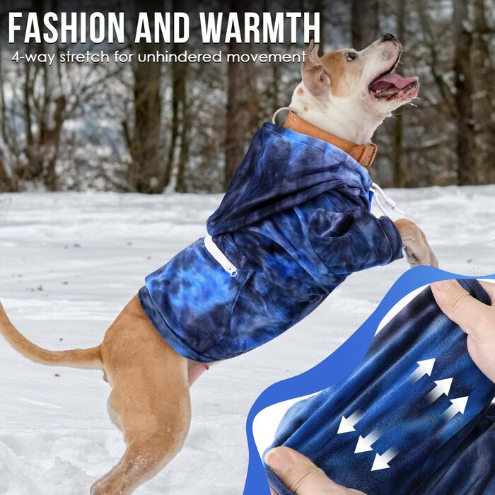 Теплий халат для собак SlowTon з отвором для повідка та кишенею, для чихуахуа, тедді, середніх собак, оранжево-блакитний, розмір Medium