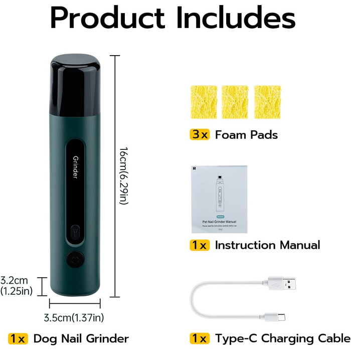 Електричний точило для кігтів домашніх тварин Mcbazel для котів та собак, тихий точило для собак з LED-підсвіткою, регульований з 5 швидкостями, точило для кігтів, алмазна шліфувальна диска