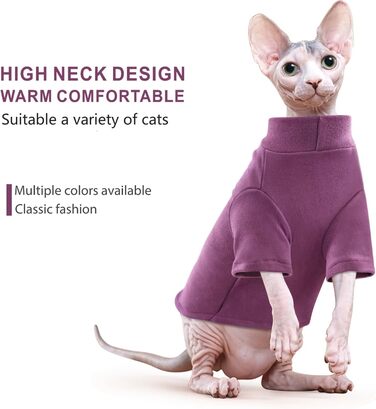 Теплий светр для котів Sphynx, 2 шт, з рукавами, зимовий одяг для лисих котів, чорний і фіолетовий, м'який трикотажний комбінезон для кошенят та цуценят