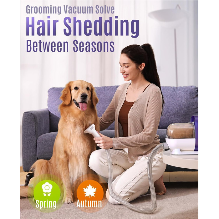 Набір для догляду за собакою Oneisall – пилосос для видалення шерсті з 4 насадками, фіолетовий