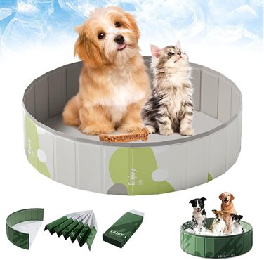 Складний басейн для собак, 80 см, 20 см, темно-зелений, для собак та котів