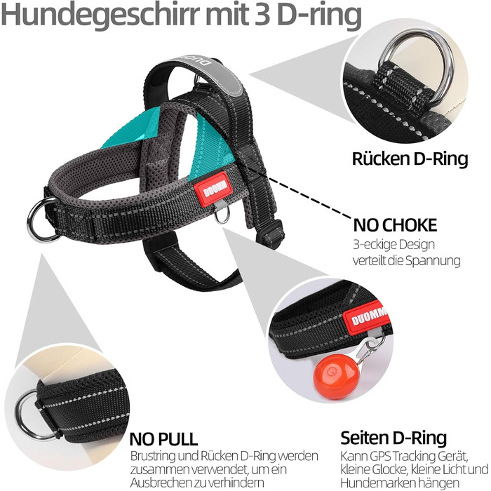 Нашийник для собак середніх та маленьких порід з повідком, кольоровий, сітка, м'який, з ручкою та кільцем, світловідбиваючий, легкий, чорно-сірий, розмір M