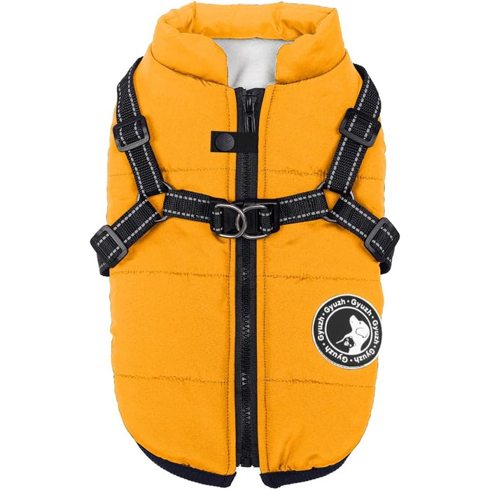Водонепроникний теплий одяг для собак з мискою - зимова куртка для маленьких, середніх та великих собак (XXXX-Large, жовтий)