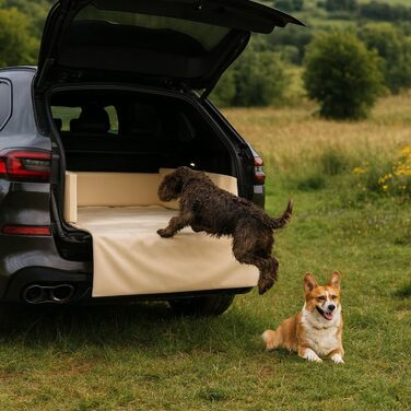 Килимок для собак у багажник Golden Dog, захист для автосидіння, автоковдра з кожзаму (110 x 90 см, кремовий)