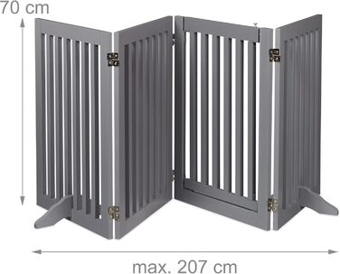Захисне ворота Relaxdays для собак, сіре, 70x207 см, розкладне, з ніжками