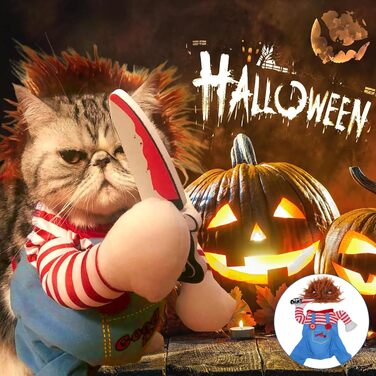 Костюм для собак на Хелловін з курткою та штучним баром, дихаючий, регульований, для свят, вечірок (S)