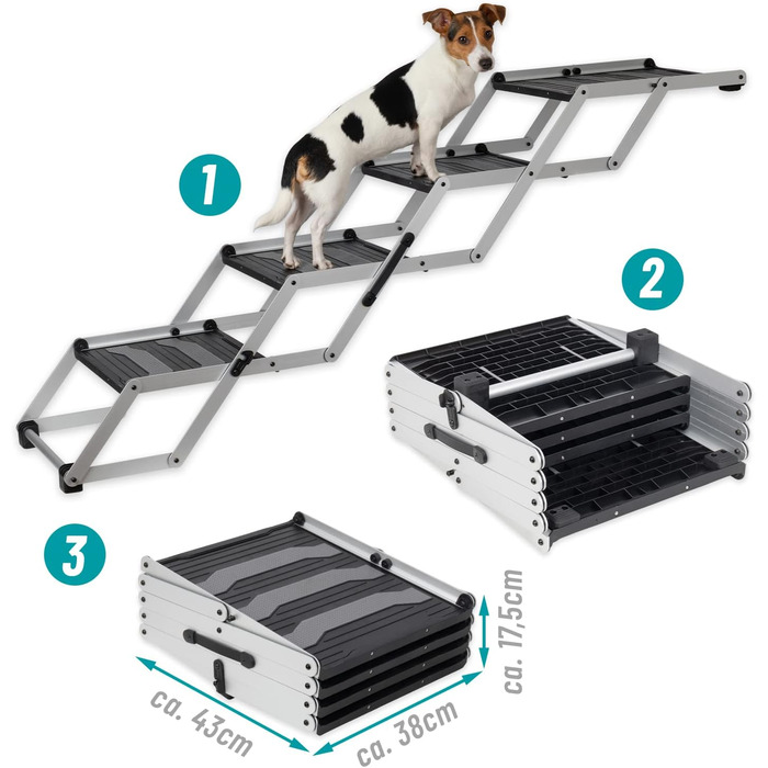 Сходинка для собак VOSS.PET, 4 сходинки, з алюмінію, з килимком, для автомобіля