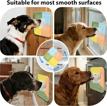 Силіконовий килимок для лизання собак та котів з присосками, багатокольоровий, для повільного годування, зменшує тривогу під час купання та тренувань