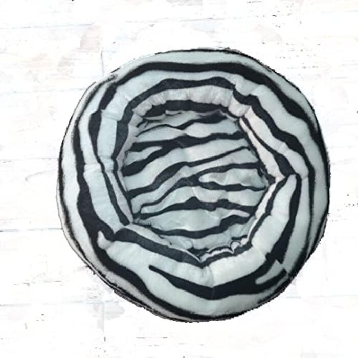 Кругле ліжко для собак та котів Aldenhoven Goods з плюшу, 50 см, Zebra