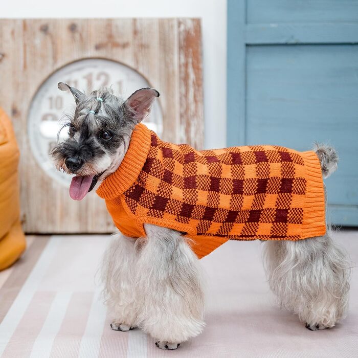 Пуловер для собак PUPTECK, теплий трикотажний одяг для собак, котів, осінь/зима, помаранчевий, розмір S