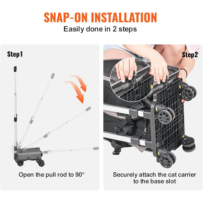 Тролей для собак VEVOR, складний, до 8,1 кг, сірий. Зручний рюкзак-переноска для тварин з 5 кишенями. Ідеально для подорожей та прогулянок