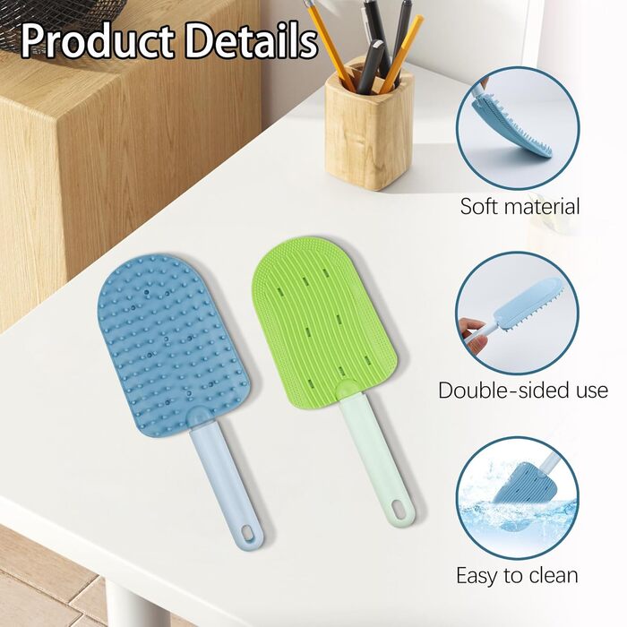 Гребінець для котів, м'який, миючий, для видалення ковтунів та зменшення випадіння шерсті, портативна щітка для грумінгу, масажна, для довгошерстих та короткошерстих котів, зелений