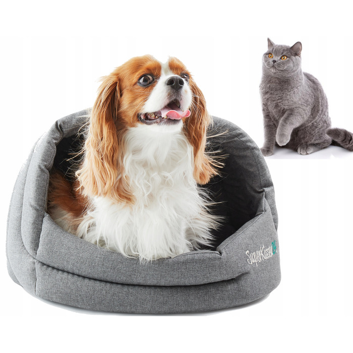 Лежак-будиночок для собак та котів, розмір L, колір бежевий + хутряна підстилка