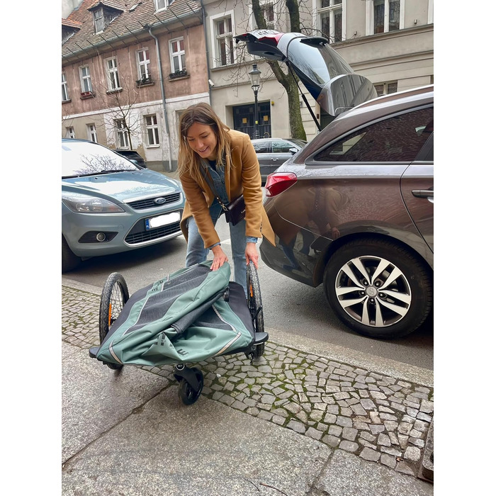 Причіп для велосипеда для собак до 40 кг Active ONE 2в1, пружинний, зелений