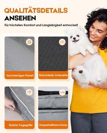 Ортопедичне ліжко для собак XL, корзина для собак, що можна прати, з піною у формі яйця, вологостійкий диван для собак з неслизьким дном та чотиристоронньою подушкою (світло-сірий, 117x76x19 см)